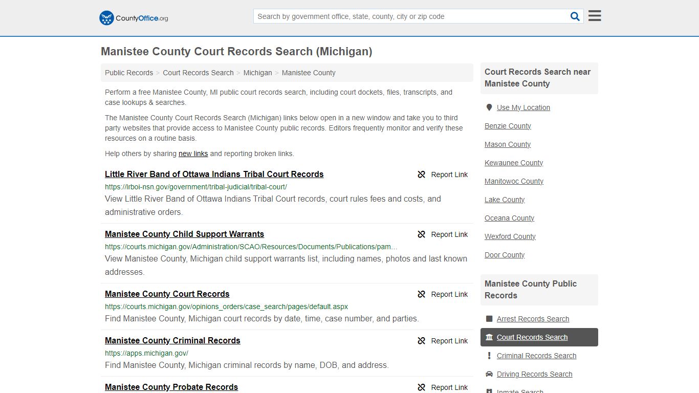 Manistee County Court Records Search (Michigan) - County Office