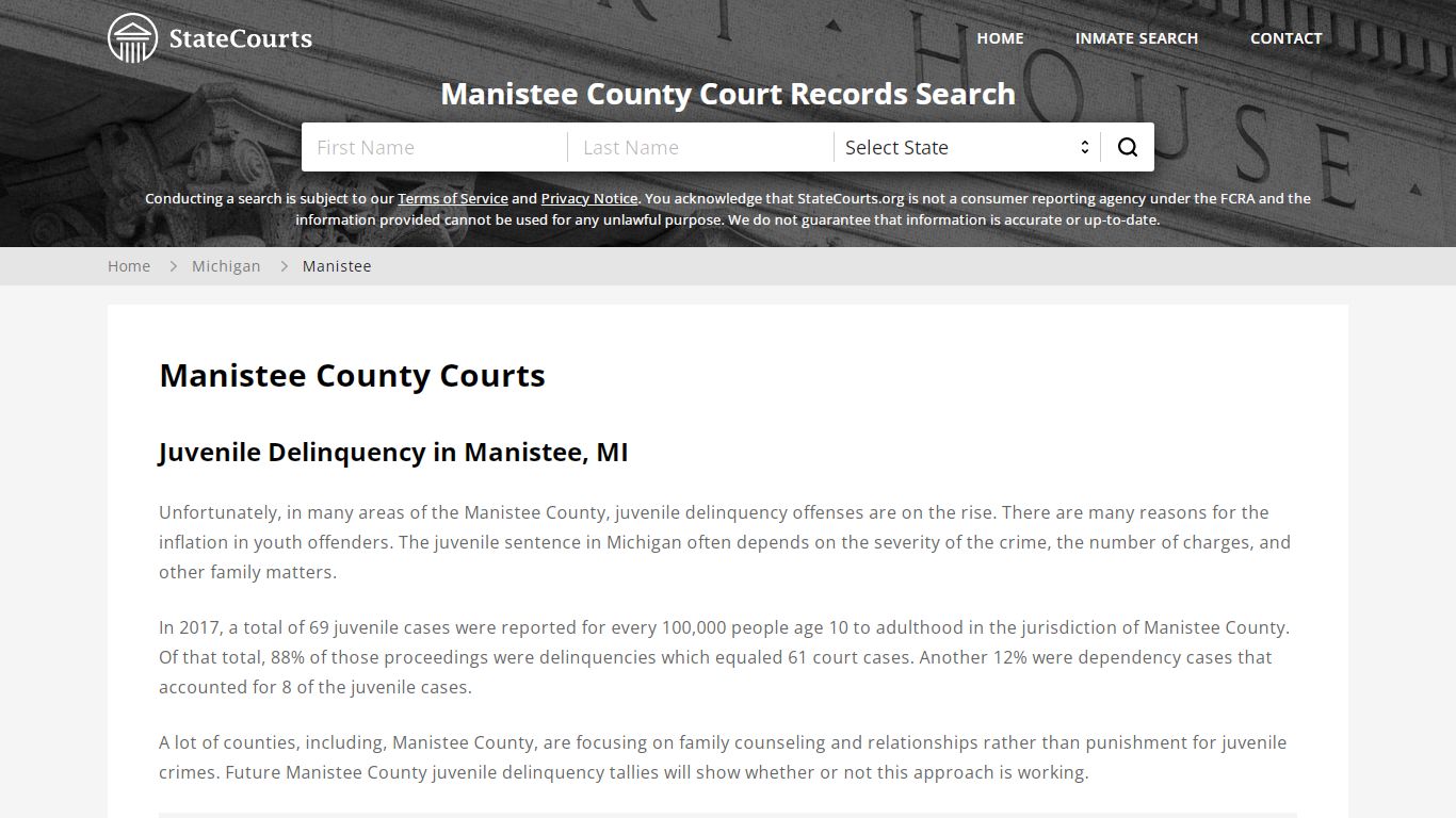 Manistee County, MI Courts - Records & Cases - StateCourts